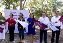 Indira Vizcaíno da banderazo de inicio a construcción del Cecofam, en Parque Regional de Colima